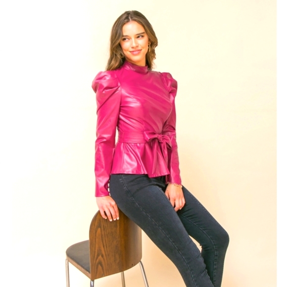 Jealous Tomato Pink Belted Top with Lining & Zippered Back - Picture 3 of 16